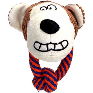 Nobleza Hondenspeelgoed - Hondenknuffel pluche beer - Honden speeltouw met knuffel - 23 cm - Wit