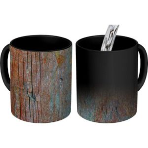Magische Mok - Foto op Warmte Mokken - Koffiemok - Industrieel - Hout - Regenboog - Vintage - Magic Mok - Beker - 350 ML - Theemok