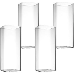 Drinkglazen - 4 stuks - 400 ml - dunne vierkante elegante barglazen voor water, sap, bier, cocktails en mixdranken
