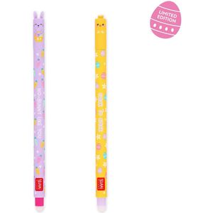Legami Uitwisbare pennen 2 stuks - Haas en Kuikentje - kleur paars en roze - Limited Edition