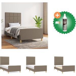 vidaXL Bedframe met hoofdeinde stof taupe 90x200 cm - Bed - Inclusief Reiniger