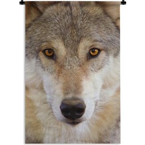 Wandkleed - Wanddoek - Wolf - Dieren - Bruin - 120x180 cm - Wandtapijt