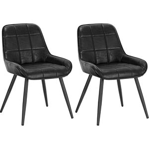 Rootz Set van 2 eetkamerstoelen - Gestoffeerde stoelen - Kunstleerstoelen - Ergonomisch ontwerp, robuuste structuur, vloerbescherming - 38 cm x 43 cm x 81,5 cm