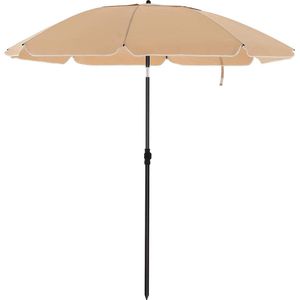 SONGMICS strandparasol - Ø 200 cm - tuinparasol - UV-bescherming tot UPF 50+ - opvouwbaar - zonwering - draagbaar - parasolribben van glasvezel - taupe GPU65BRV1