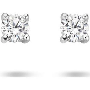 The Jewelry Collection Oorknoppen Zirkonia - Zilver Gerhodineerd
