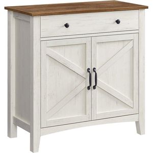 Keukenkast - Kast - Opbergmeubel - Vintage Wit-Honingbruin - MDF - Spaanplaat - Staal - 40cm x 80cm x 80cm