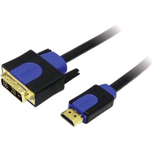 LogiLink CHB3103 DVI-kabel DVI / HDMI Adapterkabel DVI-D 18+1-polige stekker, HDMI-A-stekker 3.00 m Zwart Vergulde stee