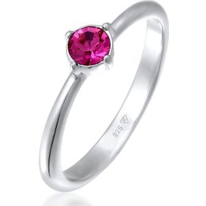 Elli Dames Ring Dames Eenzaam klassiek met kristal roze in 925 sterling zilver