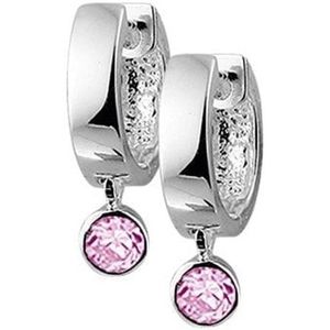 Zilver Gerhodineerde Klapoorringen zirkonia 1329582