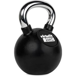 VirtuFit Kettlebell - Rubber/Chroom - 24 kg - Zwart - Sport Gewicht - Duurzaam Design - Ergonomische Handgreep - Geschikt voor CrossFit & Fitness - Conditietraining