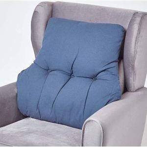 Rugkussen voor fauteuil, donkerblauw, 68 x 58 cm, lendenkussen sofa, 15 cm dik rugsteunkussen, bed met katoenen overtrek