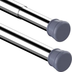 Douchegordijnstang, 1 stuk, zonder boren, telescoopstang, kledingstang, gordijnroede, klembaar, voor kasten, ramen, kledingkast, 90-160 cm, zilver (diameter 25 mm)