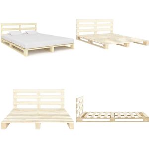 vidaXL Bedframe pallet massief grenenhout 140x200 cm - Bed - Bedden - Slaapkamermeubel - Bedframe