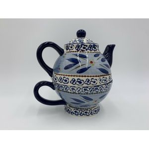 Lavandoux | Tea for One Wit, Blauw Ø 13 x H19 cm / 500 ml | Serie World Blue | LVDTEFO