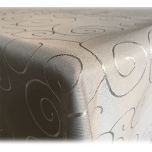 JEMIDI Tafelkleed ornamenten zijdeglans edele tafelhoes tafelkleed - Lichtgrijs - Vorm Eckig - Maat 130x340