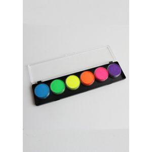 KIMU Professioneel Neon Uv Schmink Palet Blacklight 6 X 10 Gr. - Fluor Schminkpalet Facepaint Fluoriserend Fluo Festival