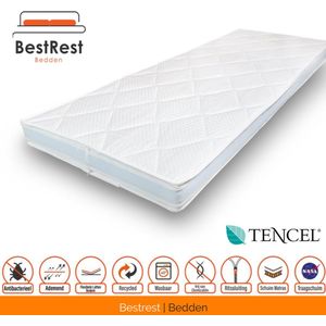 Topdekmatras Tencel - Nasa Traagschuim - Circa 12cm dik - 100x200cm - Bestrest Bedden®