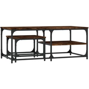 vidaXL 2-delige Tafeltjesset bewerkt hout gerookt eikenkleurig - Nesttafel - Nesttafels - Bijzettafel - Tafeltjesset