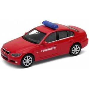 BMW 330i Brandweer (Rood) (12 cm) 1/34 Welly {Modelauto - Schaalmodel - Miniatuurauto - Speelgoed | Ambulance Politie Brandweer | Brandweerauto Brandweerwagen Politieauto Politiewagen Ambulancewagen}