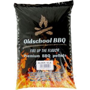 OldschoolBBQ Premium Barbecue pellets Alder - Elzen 9 kg BBQpellets - houtpellets - grillpellets geschikt voor pizza oven, pellet bbq, grill en smoker