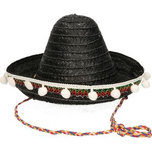 Zwarte Mexicaanse verkleed sombrero hoed 25 cm voor kinderen - Carnaval hoeden