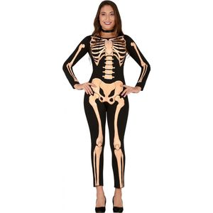 Fiestas Guirca Verkleedpak Skeleton Dames Polyester Zwart/goud Mt L