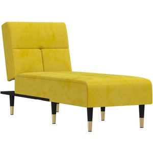 vidaXL Chaise Longue Fluweel Geel - Luxe Comfort Verstelbare Chaise Lounge - Fluweel Chaise Lounge - Gele Chaise Lounge - Loungestoel - Relaxfauteuil