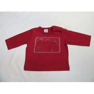 petit bateau , jongens, t-shirt lange mouw , rood , 74- 12 maand