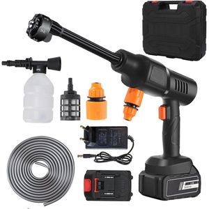 Multifunctionele Accu Hogedrukreiniger met 6-in-1 Mondstuk - 36 Bar, 10000 mAh Batterijen voor Efficiënt Autowassen
