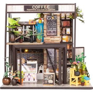 Crafts&Co Miniatuur Bouwpakket Volwassenen - Hout - DIY Poppenhuis - Koffiehuis