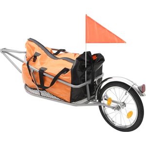 vidaXL - Fietskar - met - tas - oranje - en - zwart