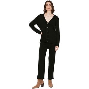 Trendyol Zwarte Gebreide Topset Met Knopen Twoaw22Au0060