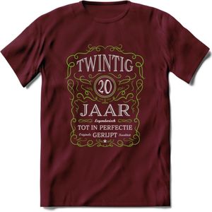 20 Jaar Legendarisch Gerijpt T-Shirt | Groen - Grijs | Grappig Verjaardag en Feest Cadeau Shirt | Dames - Heren - Unisex | Tshirt Kleding Kado | - Burgundy - S
