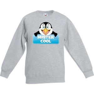 Mister Cool de pinguin sweater grijs voor kinderen - unisex - pinguins trui - kinderkleding / kleding 110/116