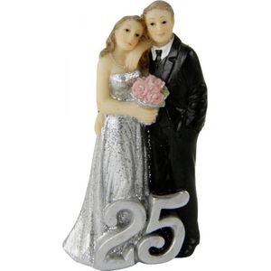 Decoratie Taart  /  Bruidspaar Zilver Bruiloft /  25e huwelijk verjaardag  / Figuur voor taart  /  Koppel figuur voor bruidstaart