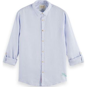 Scotch & Soda Linen shirt with roll-up Heren Overhemd - Maat S