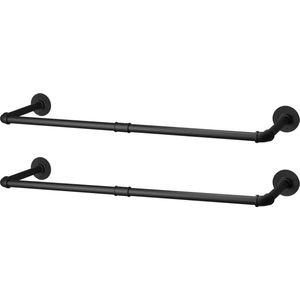 Set van 2 Industriële Pijp Kledingrekken - Muurgemonteerde Kledingrail van IJzer - Robuuste Kledinghanger voor Wandmontage en Kast Organisatie