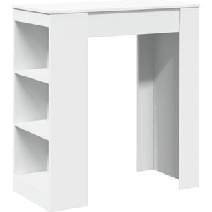 vidaXL Bartafel met rekken 95x47x103,5 cm bewerkt hout wit - Bartafel - Bartafels - Statafel - Statafeltje