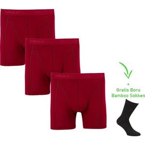 Bamboo Boxershort- Bamboo Onderbroeken - Super zacht - Antibacterieel - Perfect draagcomfort - 95% Bamboo - 3 stuks - 1 paar bamboo sokken cadeau - Bordo - M