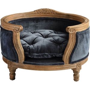 Lord Lou - George Blauw Velvet S - Luxe Hondenmand - Luxe Kattenmand - 49x40x31