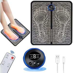 Massage Apparaat EMS Voetmassageapparaat met 8 Modi en 19 Instelbare Frequenties - Afstandsbediening USB Intelligente Massagemat voor Doorbloeding en Verlichting van Pijn