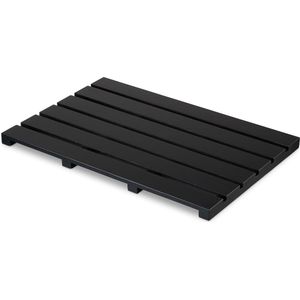 Badmat van bamboe 54 x 36 cm - antislip badkamermat voor douche en sauna - houten douchemat zwart