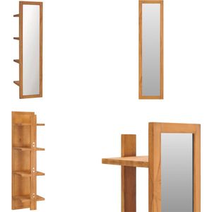 vidaXL Wandspiegel met schappen 30x30x120 cm massief teakhout - Spiegel - Spiegels - Wandspiegel - Wandspiegels