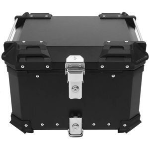Motorfiets staartdoos professionele opbergdoos van CNC-aluminiumlegering - universele bovenbehuizing - zwart - 45 liter