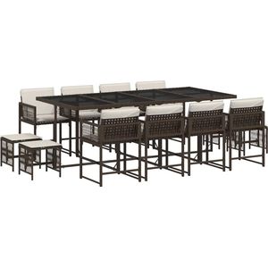 vidaXL Tuinset - 13-delig - Poly Rattan - Inclusief Kussens Tuinmeubels - Set Tuinset - Eetkamerset - Buitendecoratie - Patio Furniture