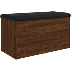 vidaXL Opbergbankje 82x42x45 cm bewerkt hout gerookt eikenkleurig - Opbergbankje - Opbergbankjes - Schoenenbankje - Halbankje