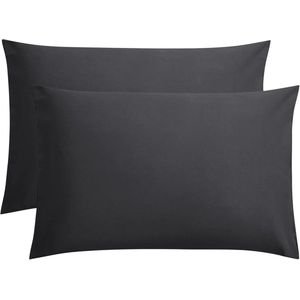 Famanu Kussensloop 2 stuks, 60x70 cm, Kussenhoes 100% katoen, Antraciet