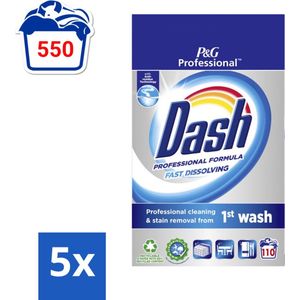 Dash Professional - Snel Oplossend Waspoeder - Witte en Gekleurde Was - 110 Wasbeurten - Bulkverpakking - 5 stuks