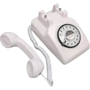 Draaitelefoon - Ouderwetse Vaste Telefoon voor Thuiskantoor Hotel Retro Ontwerp (Wit)