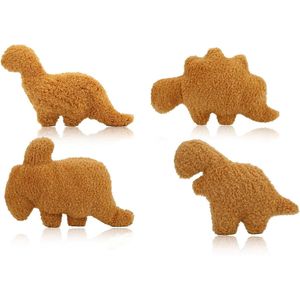 Klikkopers® - Kawaii Knuffel Set - 4 Stuks - 45CM - Squish Knuffel - Dino Nugget Knuffel Set - Dinosaurus Kussen Set - Dinosaurus Nugget Knuffel Set - Dinosaurus Nugget knuffel Set